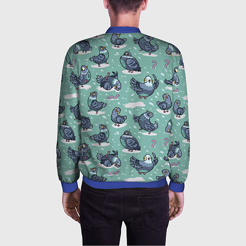 Мужской бомбер Голуби и червяки / 3D-Синий – фото 4