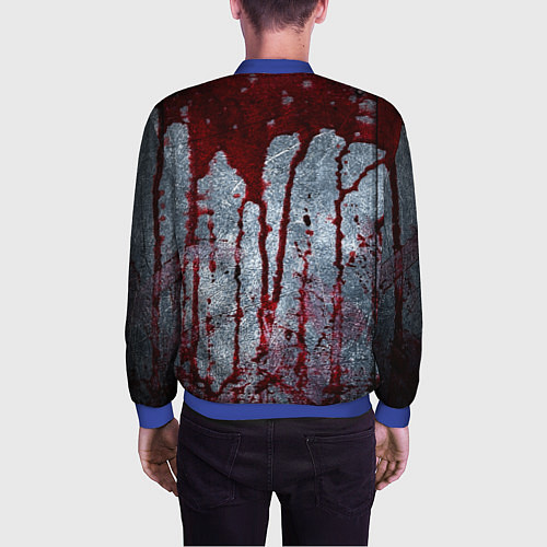 Мужской бомбер Кровь на металле текстура / 3D-Синий – фото 4
