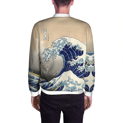 Мужской бомбер Kanagawa Wave Art / 3D-Белый – фото 4