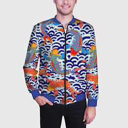 Бомбер мужской Карп Кои, цвет: 3D-синий — фото 2