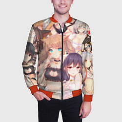 Бомбер мужской Ахегао, цвет: 3D-красный — фото 2