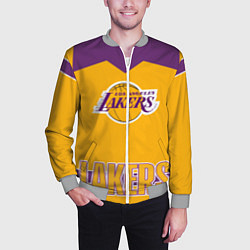 Бомбер мужской Los Angeles Lakers, цвет: 3D-меланж — фото 2