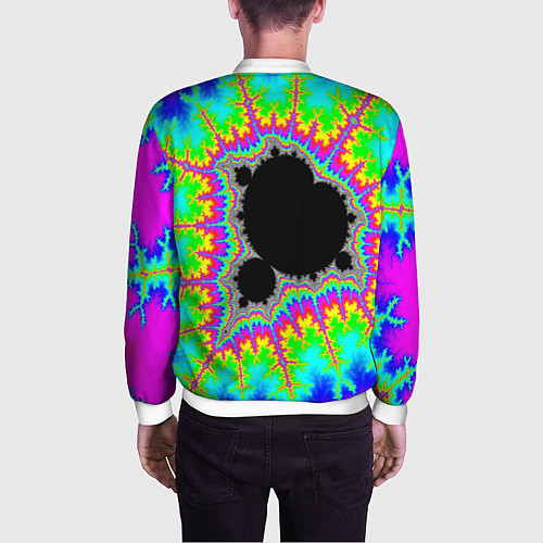 Мужской бомбер Фрактальная кислотная черная дыра - множество Манд / 3D-Белый – фото 4