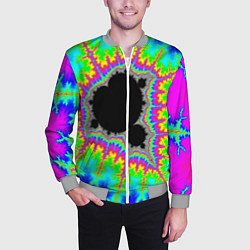 Бомбер мужской Фрактальная кислотная черная дыра - множество Манд, цвет: 3D-меланж — фото 2