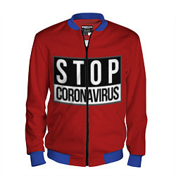 Бомбер мужской Stop Coronavirus, цвет: 3D-синий