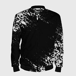 Бомбер мужской БЕЛЫЕ ЧЕРЕПА, цвет: 3D-черный