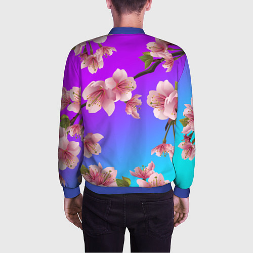 Мужской бомбер САКУРА ВИШНЯ / 3D-Синий – фото 4