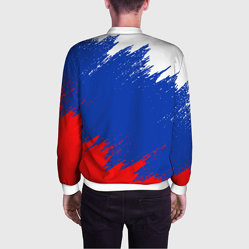 Мужской бомбер РОССИЯ ТРИКОЛОР / 3D-Белый – фото 4