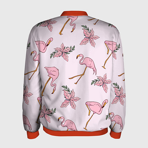 Мужской бомбер Розовый фламинго / 3D-Красный – фото 2