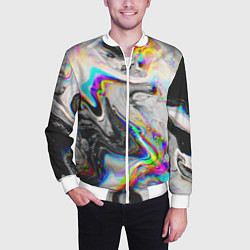 Бомбер мужской DIGITAL ABSTRACT GLITCH, цвет: 3D-белый — фото 2