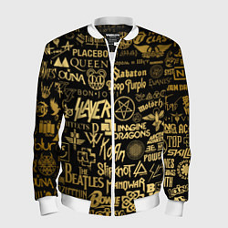 Бомбер мужской ЛОГОТИПЫ РОК ГРУПП GOLD, цвет: 3D-белый