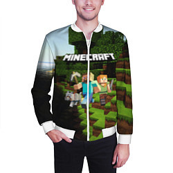 Бомбер мужской Minecraft, цвет: 3D-белый — фото 2