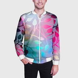 Бомбер мужской Листья, цвет: 3D-белый — фото 2