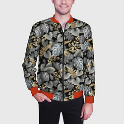 Бомбер мужской Серебряные листочки, цвет: 3D-красный — фото 2