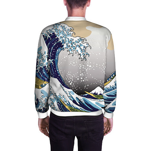 Мужской бомбер The great wave off kanagawa / 3D-Белый – фото 4