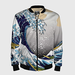 Бомбер мужской The great wave off kanagawa, цвет: 3D-черный