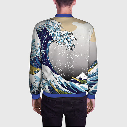 Мужской бомбер The great wave off kanagawa / 3D-Синий – фото 4