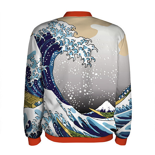 Мужской бомбер The great wave off kanagawa / 3D-Красный – фото 2