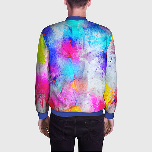 Мужской бомбер НЕОНОВЫЕ ПОТЕРТОСТИ / 3D-Синий – фото 4