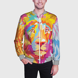 Бомбер мужской Акварельный лев, цвет: 3D-меланж — фото 2
