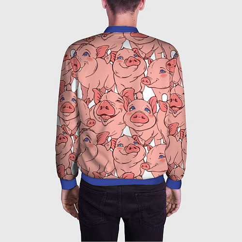 Мужской бомбер Свиньи / 3D-Синий – фото 4