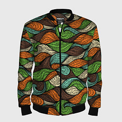 Бомбер мужской Абстрактные волны, цвет: 3D-черный