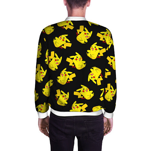 Мужской бомбер Веселый пикачу / 3D-Белый – фото 4