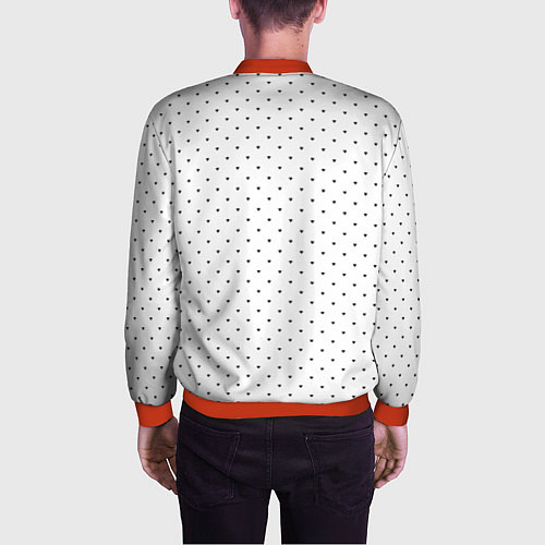 Мужской бомбер Сердечки черные на белом / 3D-Красный – фото 4