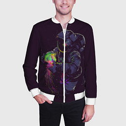 Бомбер мужской Медуза и космонавт, цвет: 3D-белый — фото 2