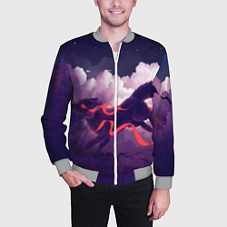 Бомбер мужской Лиса бежит по облакам, цвет: 3D-меланж — фото 2