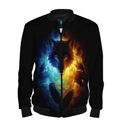Бомбер мужской Волки в огне, цвет: 3D-черный