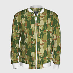 Бомбер мужской Камуфляж из котов, цвет: 3D-белый