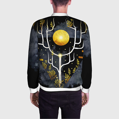 Мужской бомбер Графит и золото: дерево жизни / 3D-Белый – фото 4
