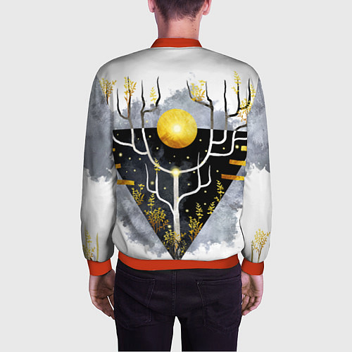 Мужской бомбер Графит и золото: дерево жизни / 3D-Красный – фото 4