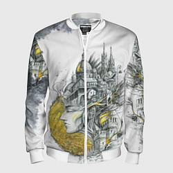 Бомбер мужской Город в голове, цвет: 3D-белый