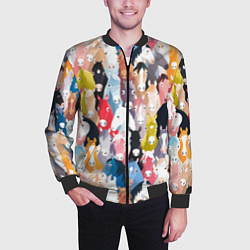 Бомбер мужской Цветные лошади, цвет: 3D-черный — фото 2