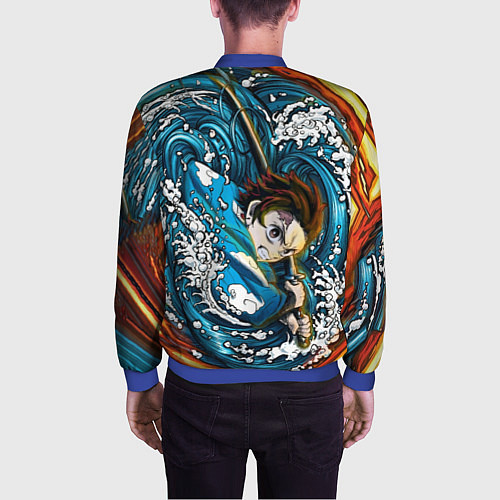 Мужской бомбер Танджиро Камадо Клинок демонов / 3D-Синий – фото 4