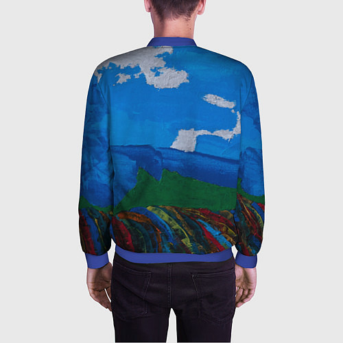 Мужской бомбер Разноцветная абстракция / 3D-Синий – фото 4