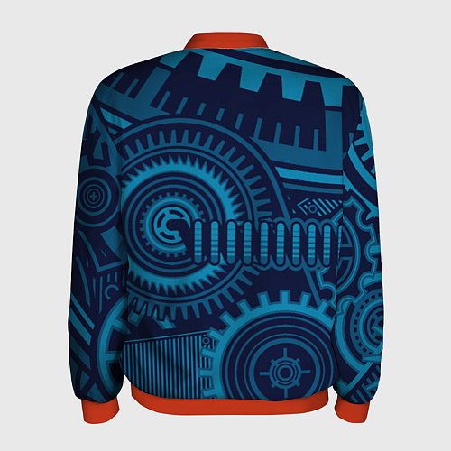 Мужской бомбер Steampunk Mechanic Blue / 3D-Красный – фото 2