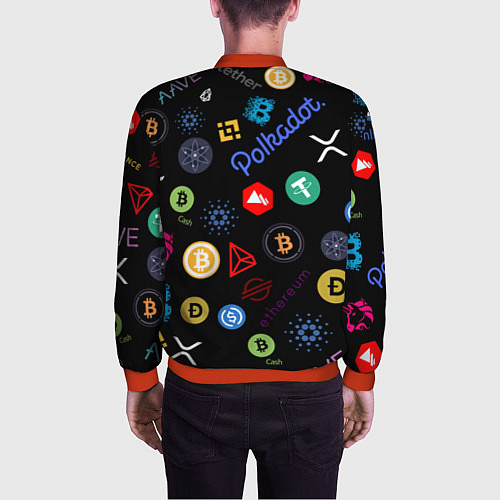 Мужской бомбер BITCOIN PATTERN БИТКОИН Z / 3D-Красный – фото 4