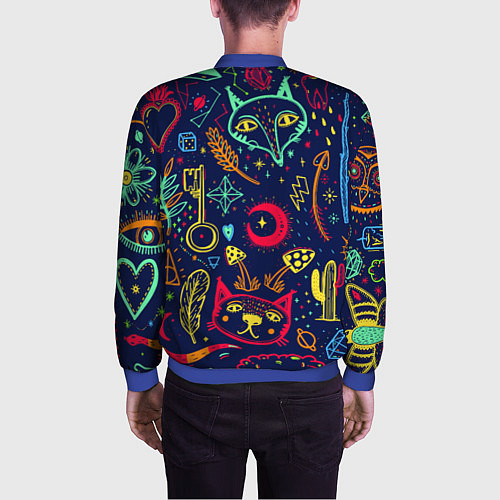 Мужской бомбер Узоры из снов / 3D-Синий – фото 4