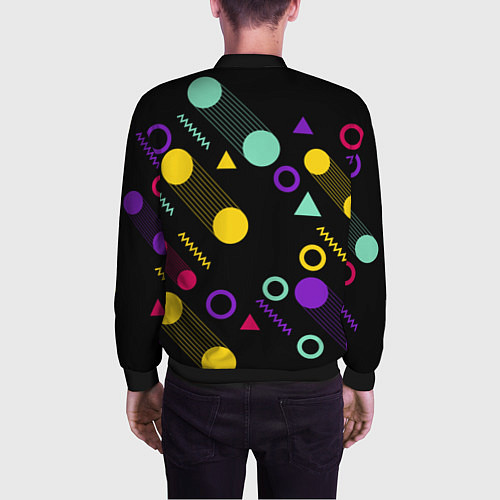 Мужской бомбер Круги и Треугольники / 3D-Черный – фото 4