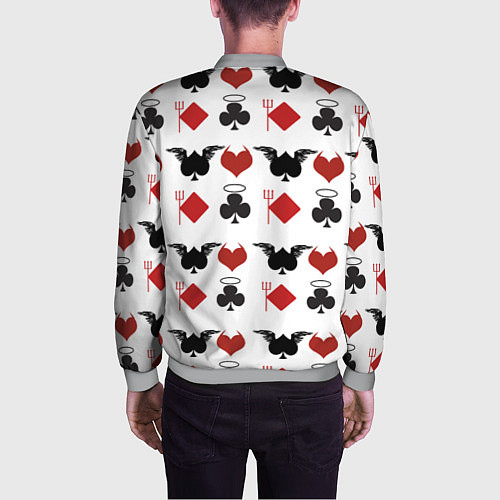 Мужской бомбер Карточные масти / 3D-Меланж – фото 4