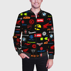 Бомбер мужской Motorcycle pattern Мото паттерн Z, цвет: 3D-черный — фото 2