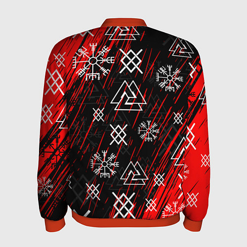 Мужской бомбер БОГ ОДИН СИВОЛИКА / 3D-Красный – фото 2