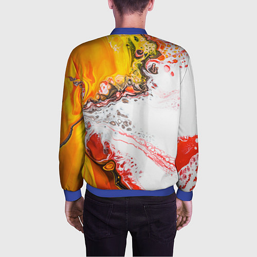 Мужской бомбер Рисунок желтой краской / 3D-Синий – фото 4