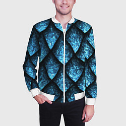 Бомбер мужской Чешуя ледяного дракона, цвет: 3D-белый — фото 2