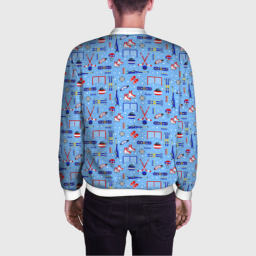 Мужской бомбер Зимние виды спорта / 3D-Белый – фото 4