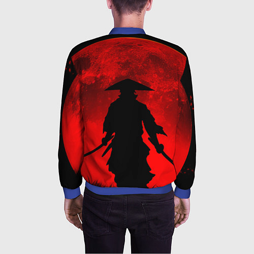 Мужской бомбер САМУРАЙ кровавой луны / 3D-Синий – фото 4