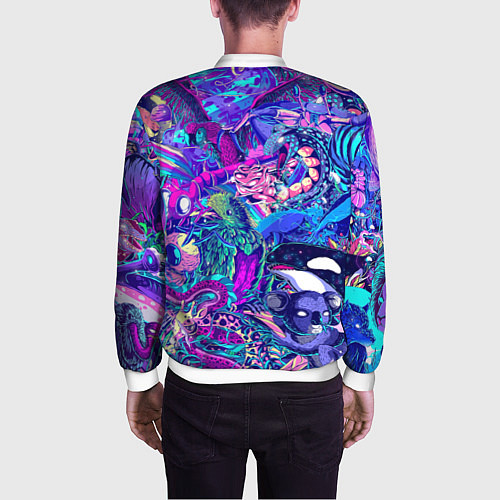 Мужской бомбер Неоновые Звери / 3D-Белый – фото 4